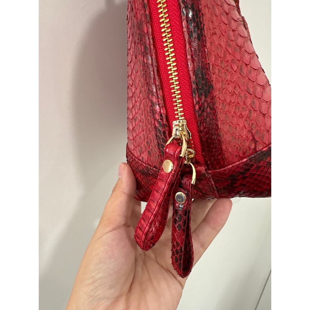 Pelle Moda Red Python Leather Top Handle Bag - Picture 3 of 12